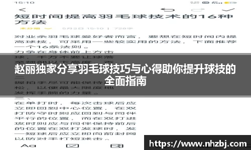 赵丽独家分享羽毛球技巧与心得助你提升球技的全面指南