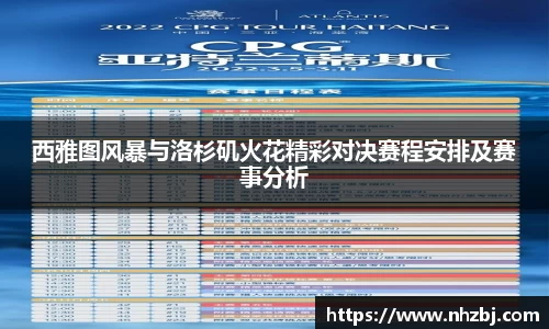 西雅图风暴与洛杉矶火花精彩对决赛程安排及赛事分析